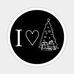 White Line Drawing I Love Christmas Magnet